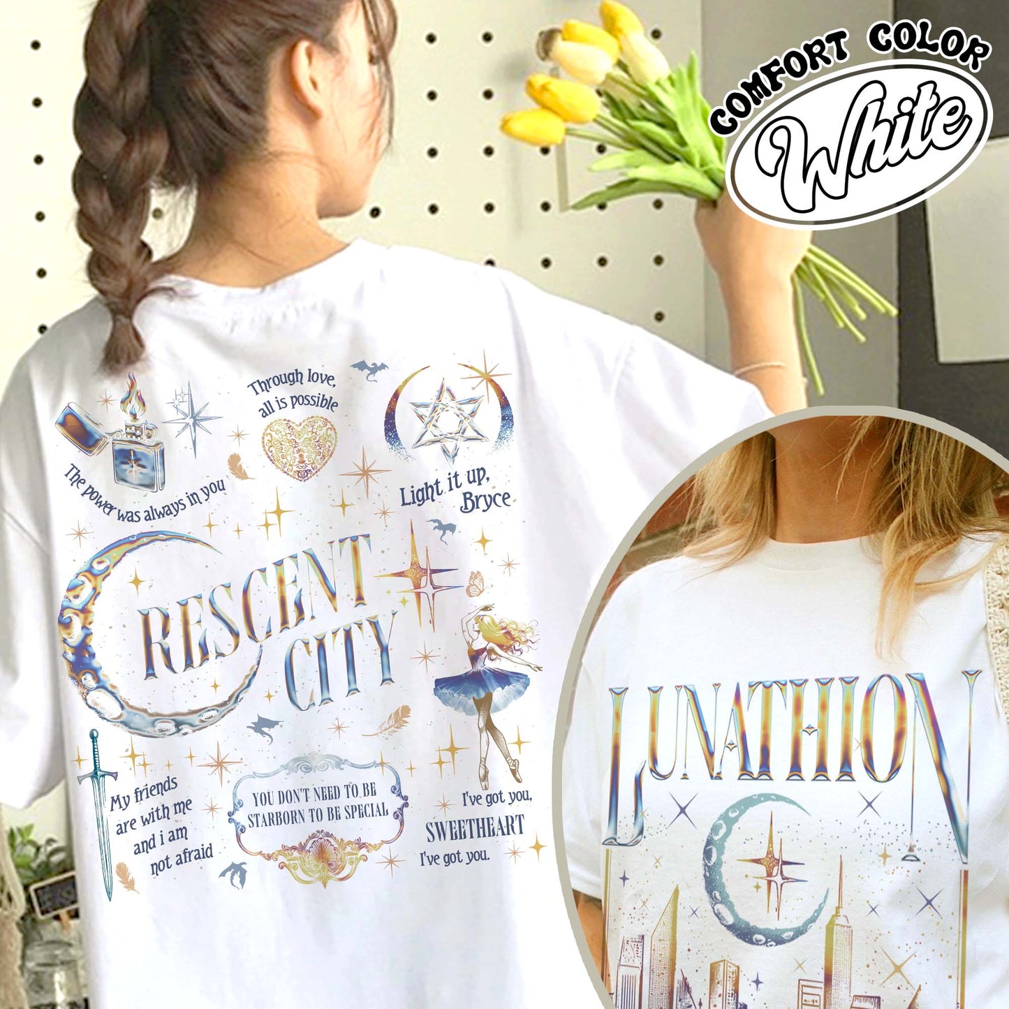 Bookish Comfort Color Shirt, Lunathion Crescent City Shirt, Bryce Quinlan Crescent City Sjm Merch