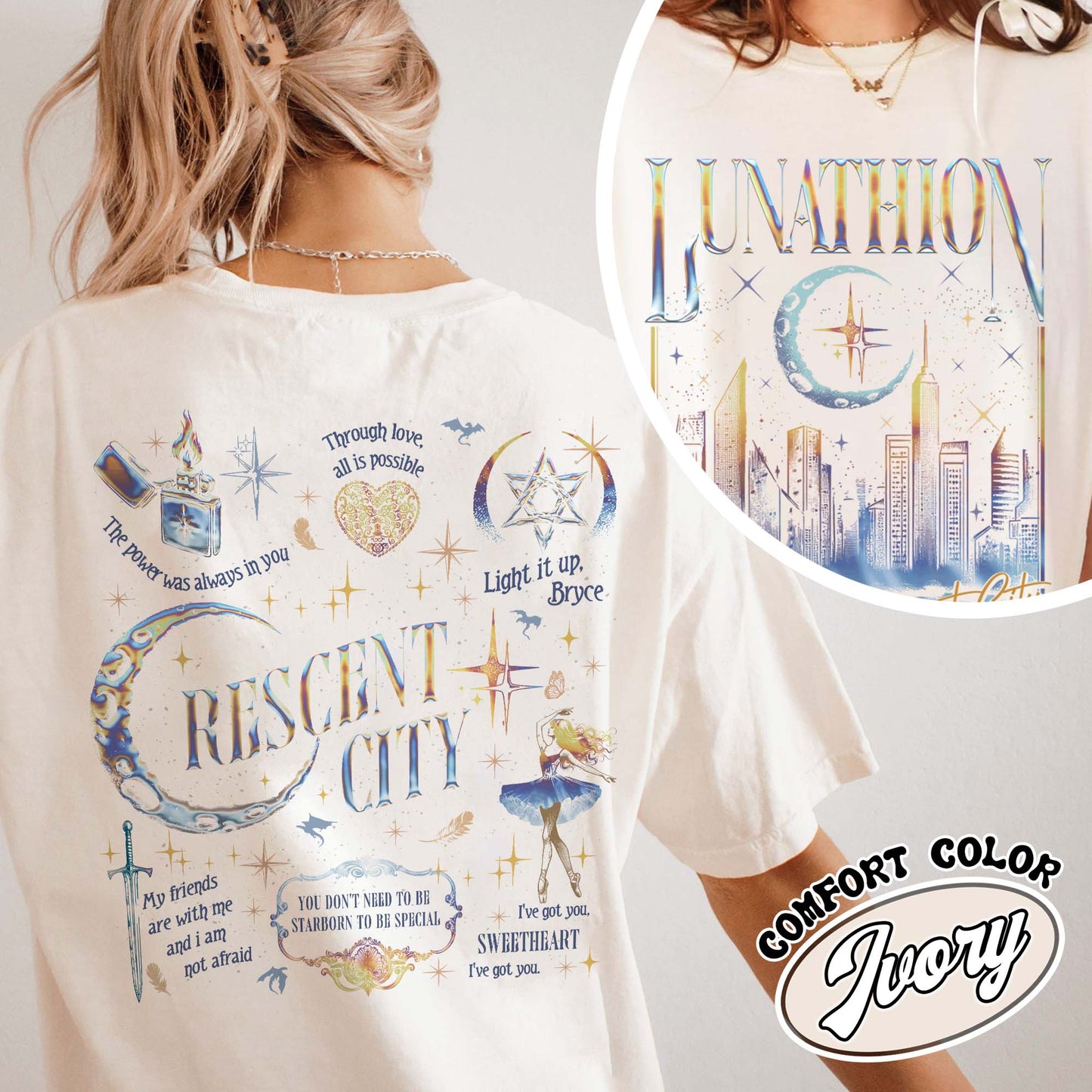 Bookish Comfort Color Shirt, Lunathion Crescent City Shirt, Bryce Quinlan Crescent City Sjm Merch