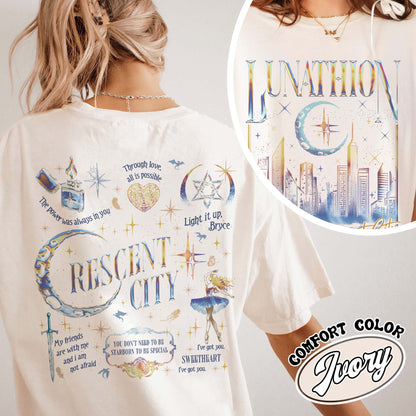 Bookish Comfort Color Shirt, Lunathion Crescent City Shirt, Bryce Quinlan Crescent City Sjm Merch