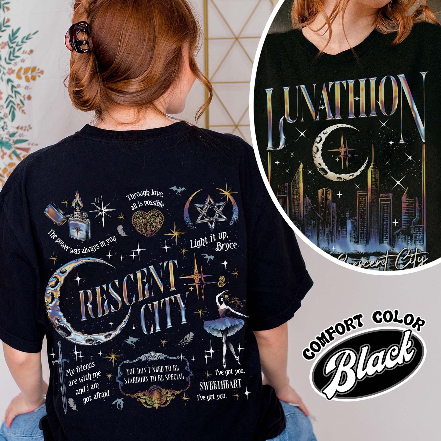 Bookish Comfort Color Shirt, Lunathion Crescent City Shirt, Bryce Quinlan Crescent City Sjm Merch