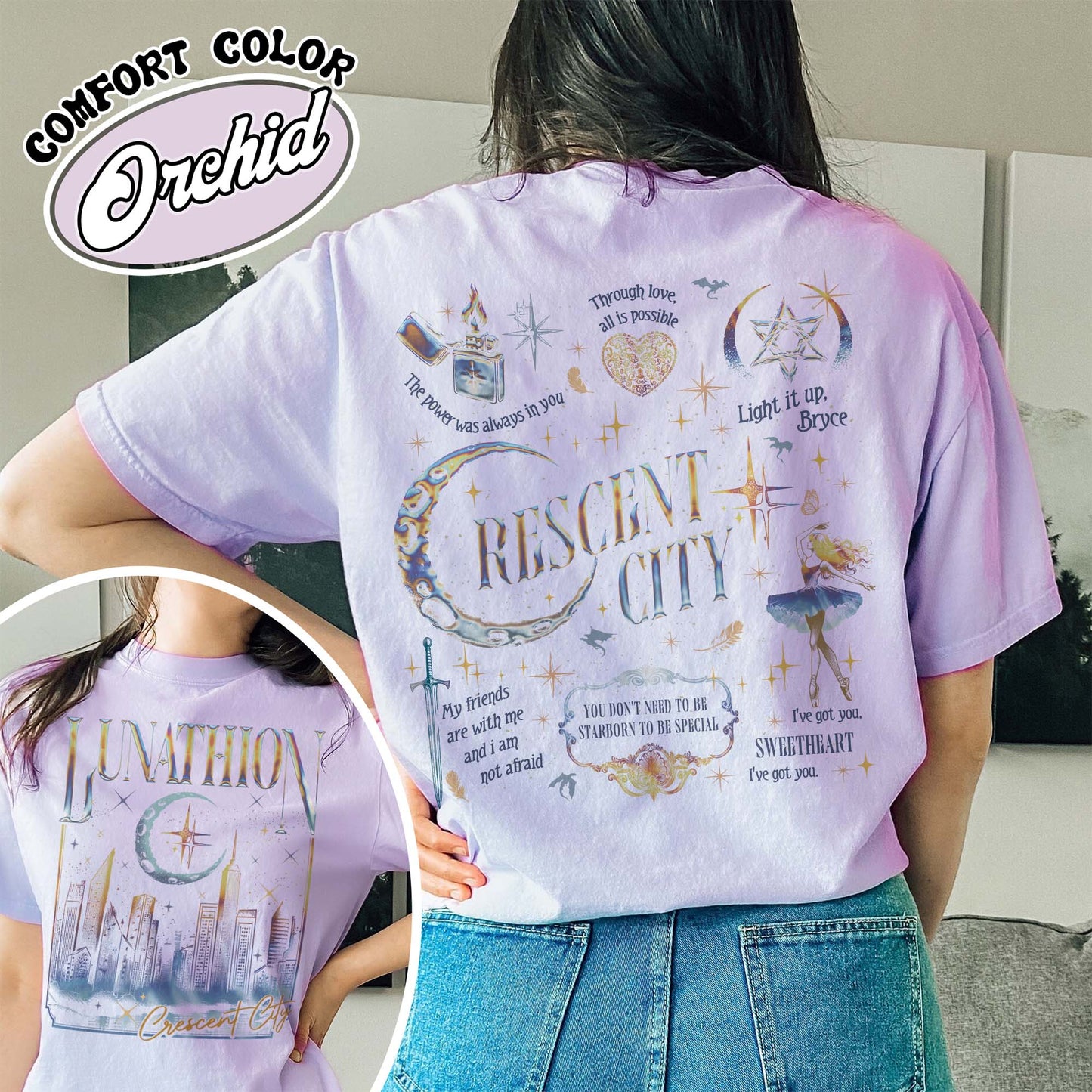 Bookish Comfort Color Shirt, Lunathion Crescent City Shirt, Bryce Quinlan Crescent City Sjm Merch