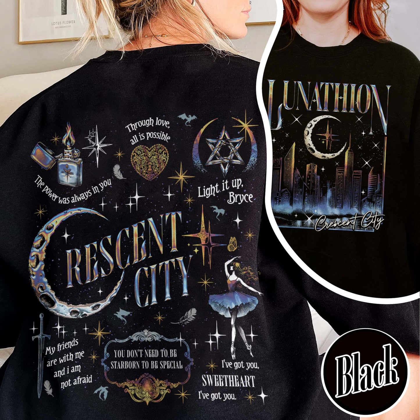 Bookish Sweatshirt, Lunathion Crescent City Sweatshirt, Bryce Quinlan Crescent City Sjm Merch