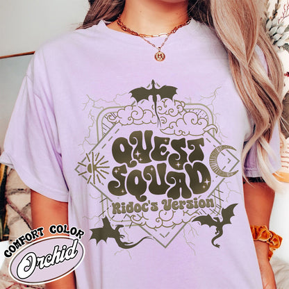 Bookish Comfort Color Shirt, Onyx Storm Quest Squad Ridoc’s Version Shirt, Fourth Wing Basgiath War College Shirt