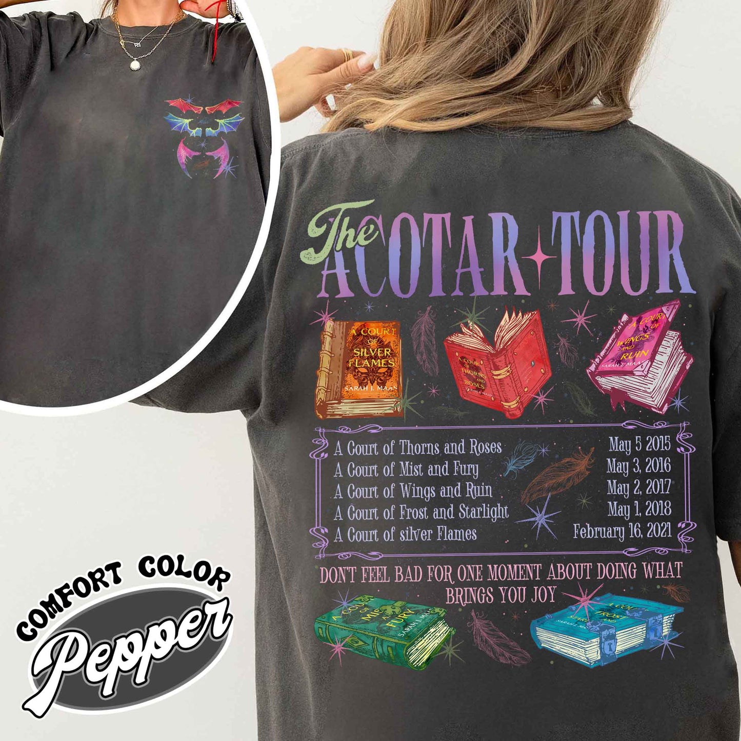 Bookish Comfort Color Shirt, the ACOTAR Tour Shirt, Fan of Acotar Series Two Sided Shirt