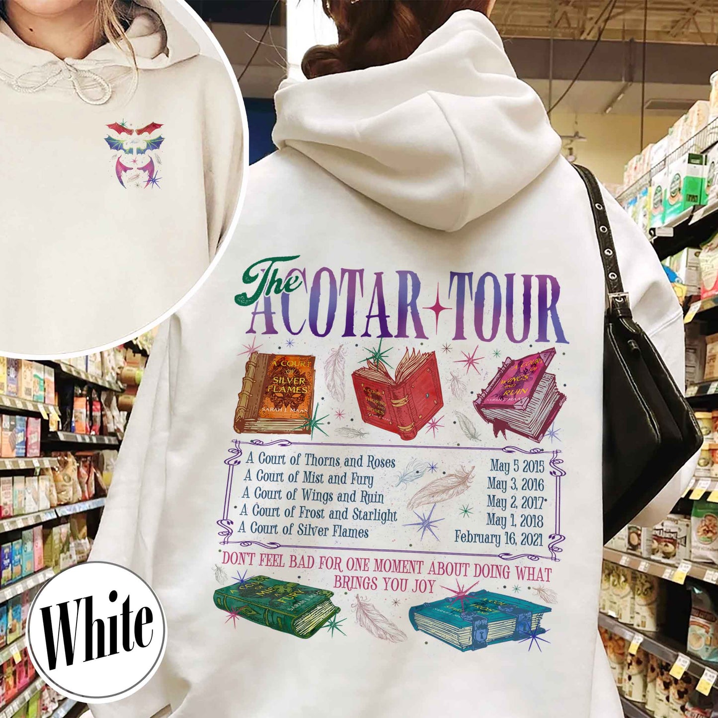 Bookish Hoodie, the ACOTAR Tour Hoodie, Fan of Acotar Series Two Sided Hoodie