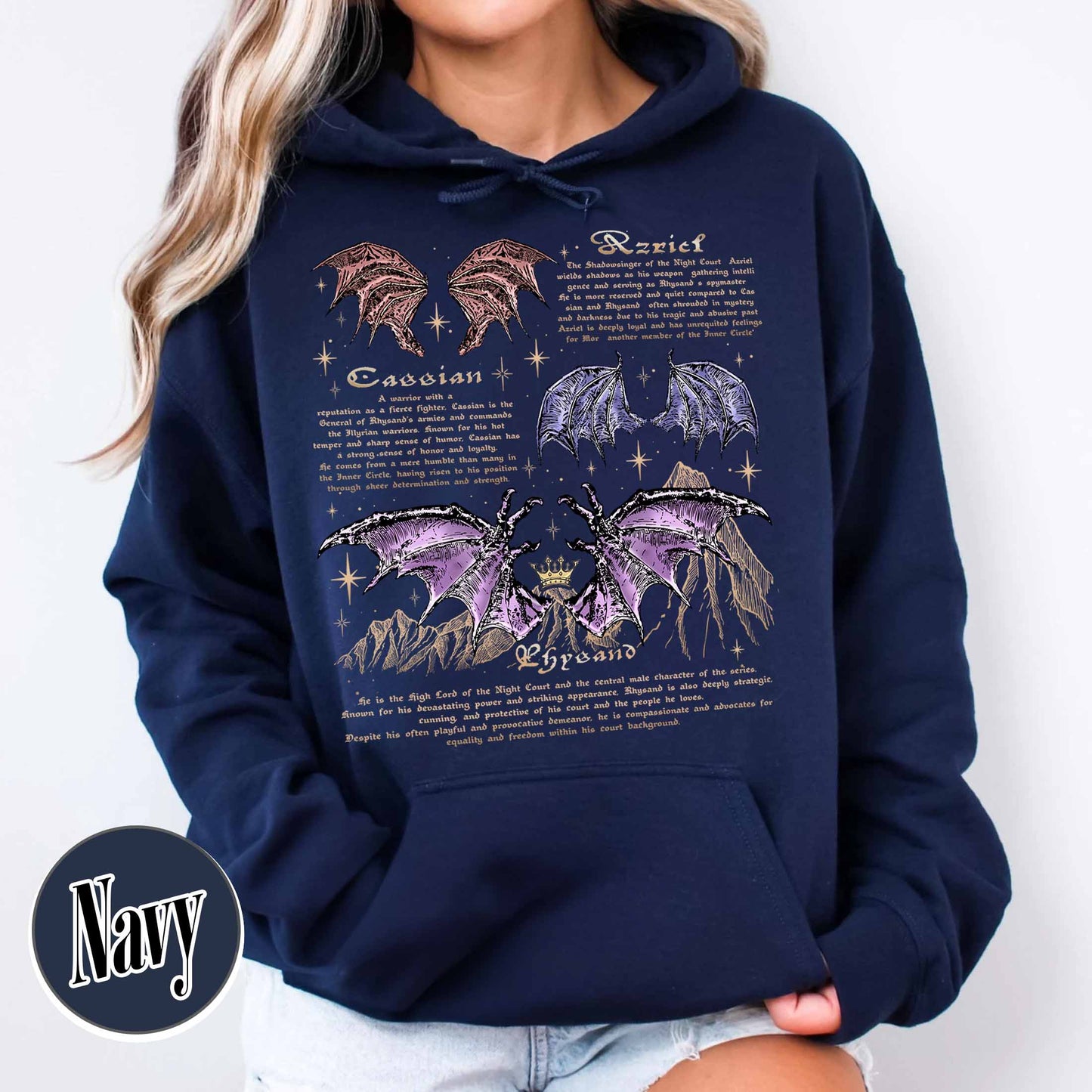 Bookish Hoodie, the Bat Boys Acotar Rhysand Cassian Azriel Hoodie, Acotar the Night Court Hoodie
