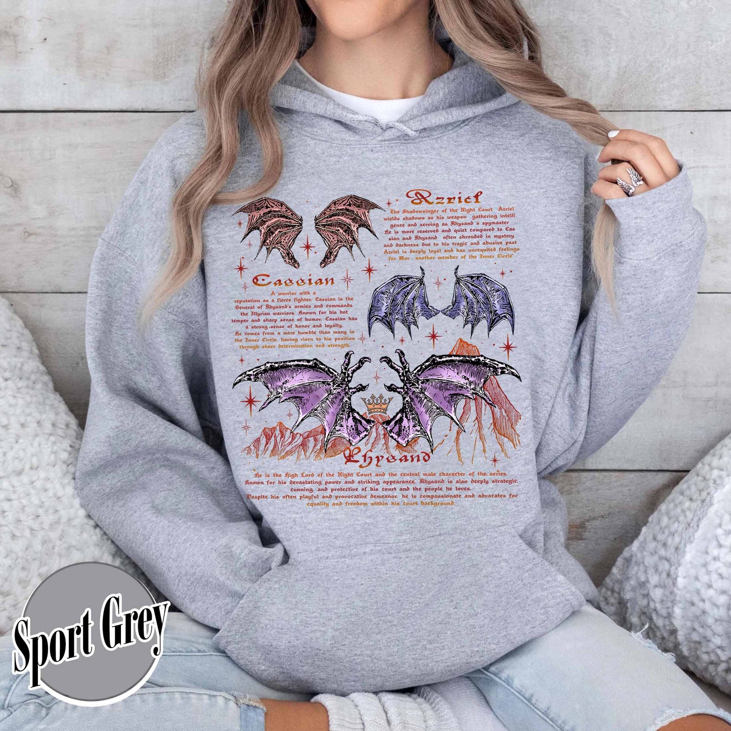 Bookish Hoodie, the Bat Boys Acotar Rhysand Cassian Azriel Hoodie, Acotar the Night Court Hoodie