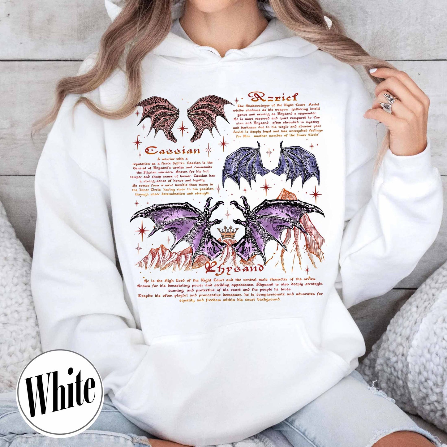 Bookish Hoodie, the Bat Boys Acotar Rhysand Cassian Azriel Hoodie, Acotar the Night Court Hoodie