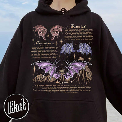 Bookish Hoodie, the Bat Boys Acotar Rhysand Cassian Azriel Hoodie, Acotar the Night Court Hoodie