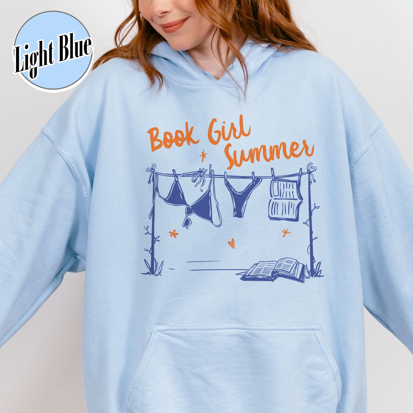 Booklover Hoodie, Book Girl Summer Hoodie, Beach Reading Hoodie, Bookish Summer Hoodie