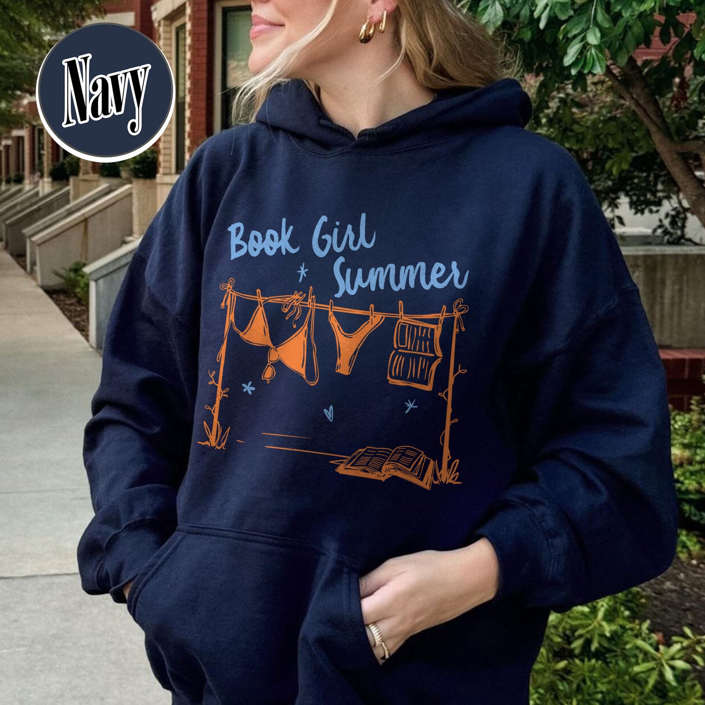 Booklover Hoodie, Book Girl Summer Hoodie, Beach Reading Hoodie, Bookish Summer Hoodie
