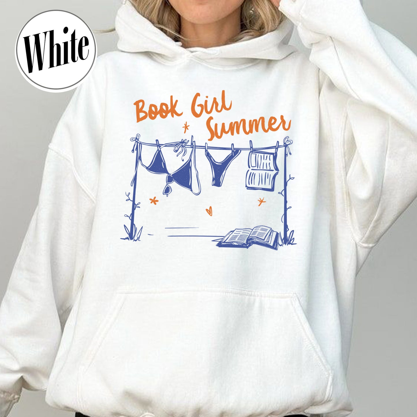 Booklover Hoodie, Book Girl Summer Hoodie, Beach Reading Hoodie, Bookish Summer Hoodie