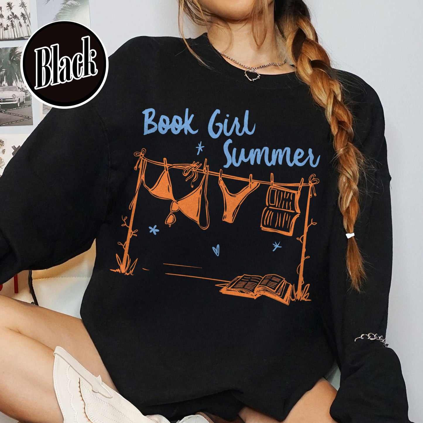 Booklover Sweatshirt, Book Girl Summer Sweatshirt, Beach Reading Sweatshirt, Bookish Summer Sweatshirt