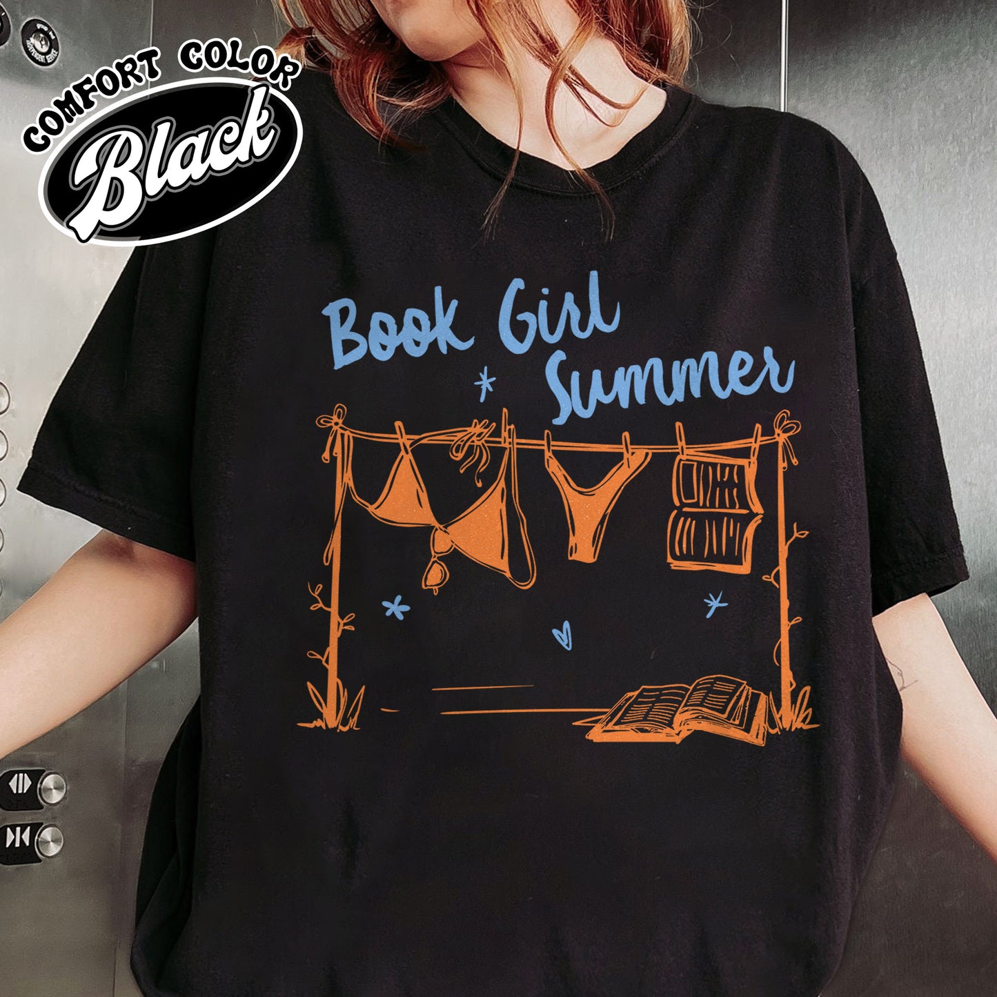 Booklover Comfort Color Shirt, Book Girl Summer Shirt, Beach Reading Shirt, Bookish Summer Shirt