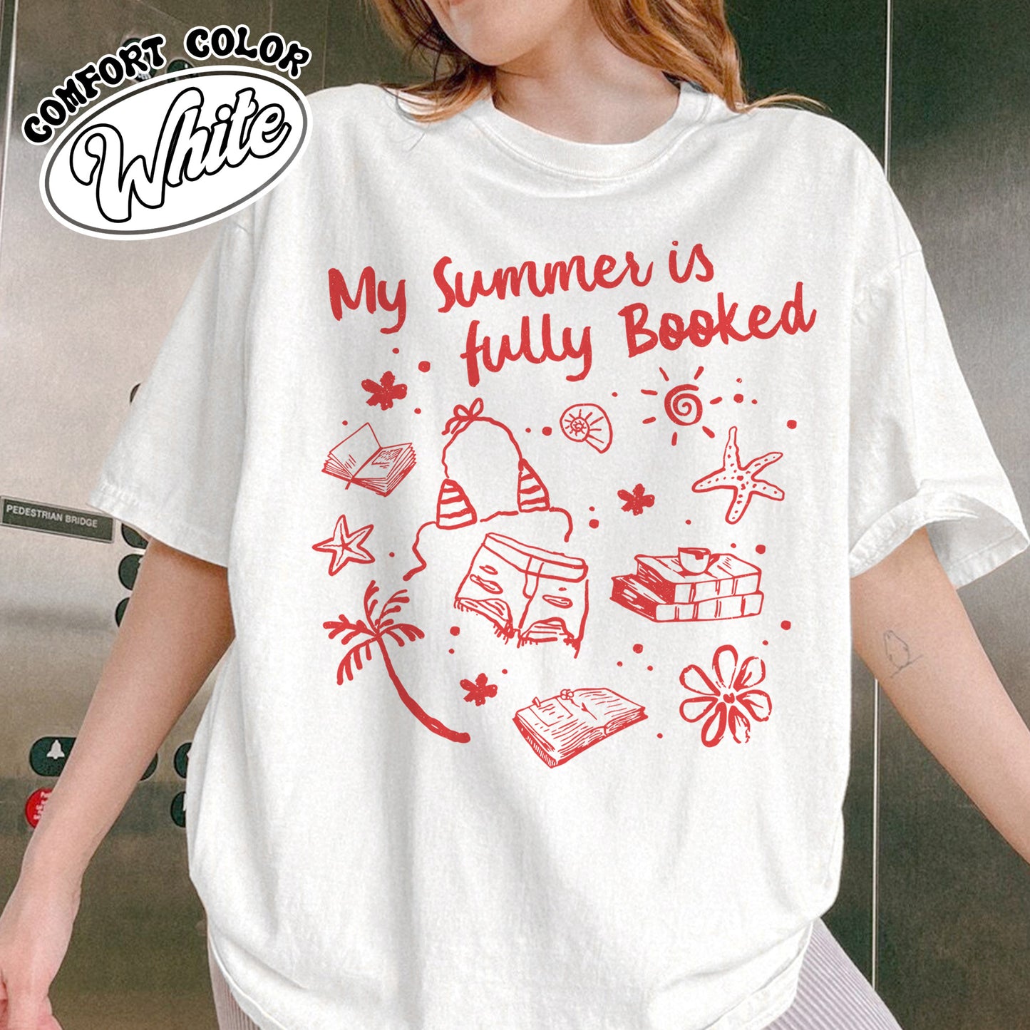 Booklover Comfort Color Shirt, My Summer Is Fully Booked Shirt, Book Girl Summer Shirt, Librarian Gift Girl
