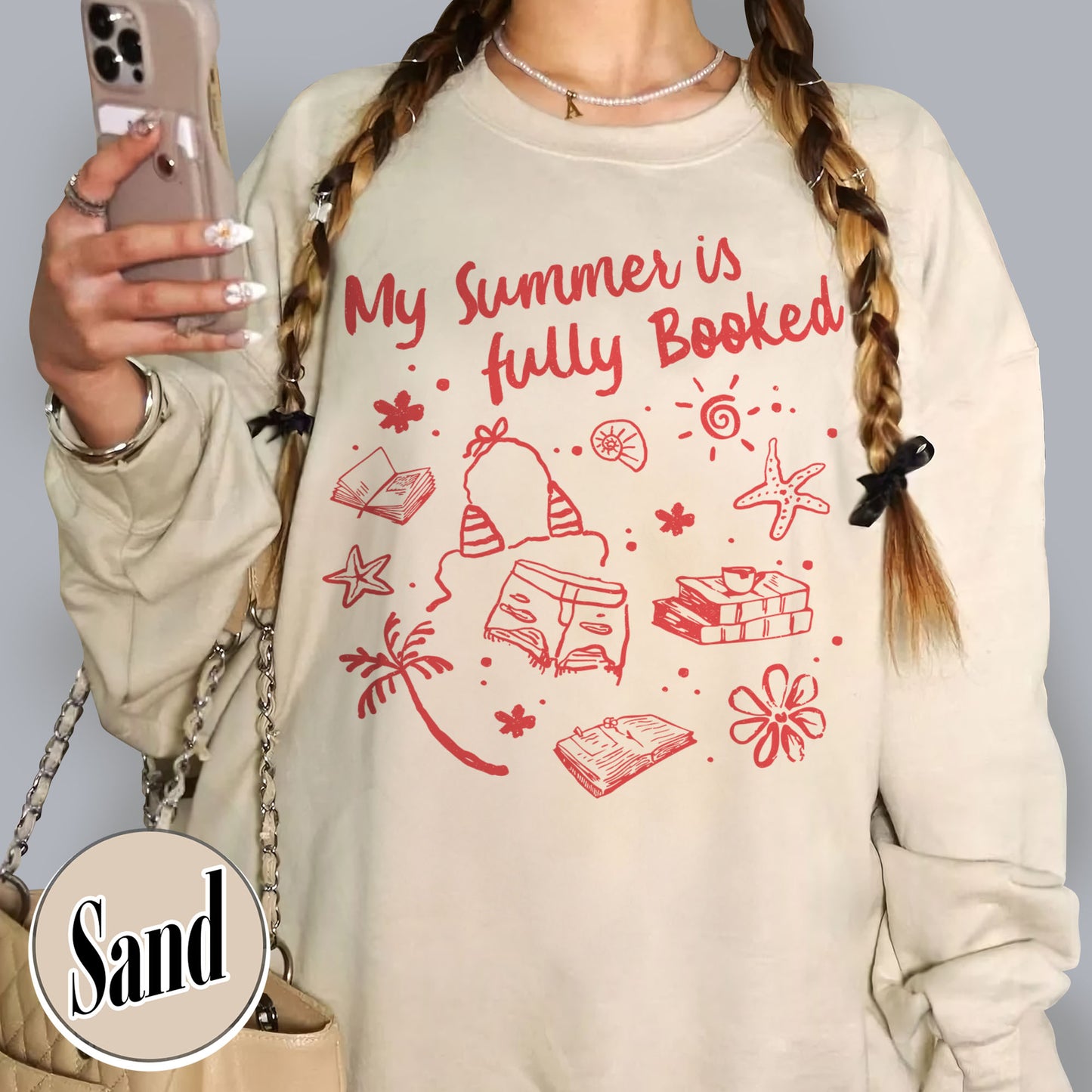 Booklover Sweatshirt, My Summer Is Fully Booked Sweatshirt, Book Girl Summer Sweatshirt, Librarian Gift Girl