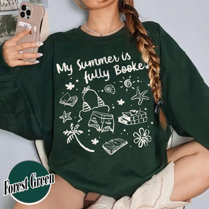 Booklover Sweatshirt, My Summer Is Fully Booked Sweatshirt, Book Girl Summer Sweatshirt, Librarian Gift Girl