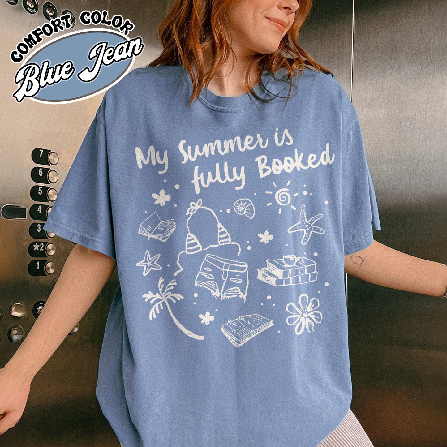 Booklover Comfort Color Shirt, My Summer Is Fully Booked Shirt, Book Girl Summer Shirt, Librarian Gift Girl