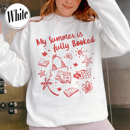 Booklover Sweatshirt, My Summer Is Fully Booked Sweatshirt, Book Girl Summer Sweatshirt, Librarian Gift Girl