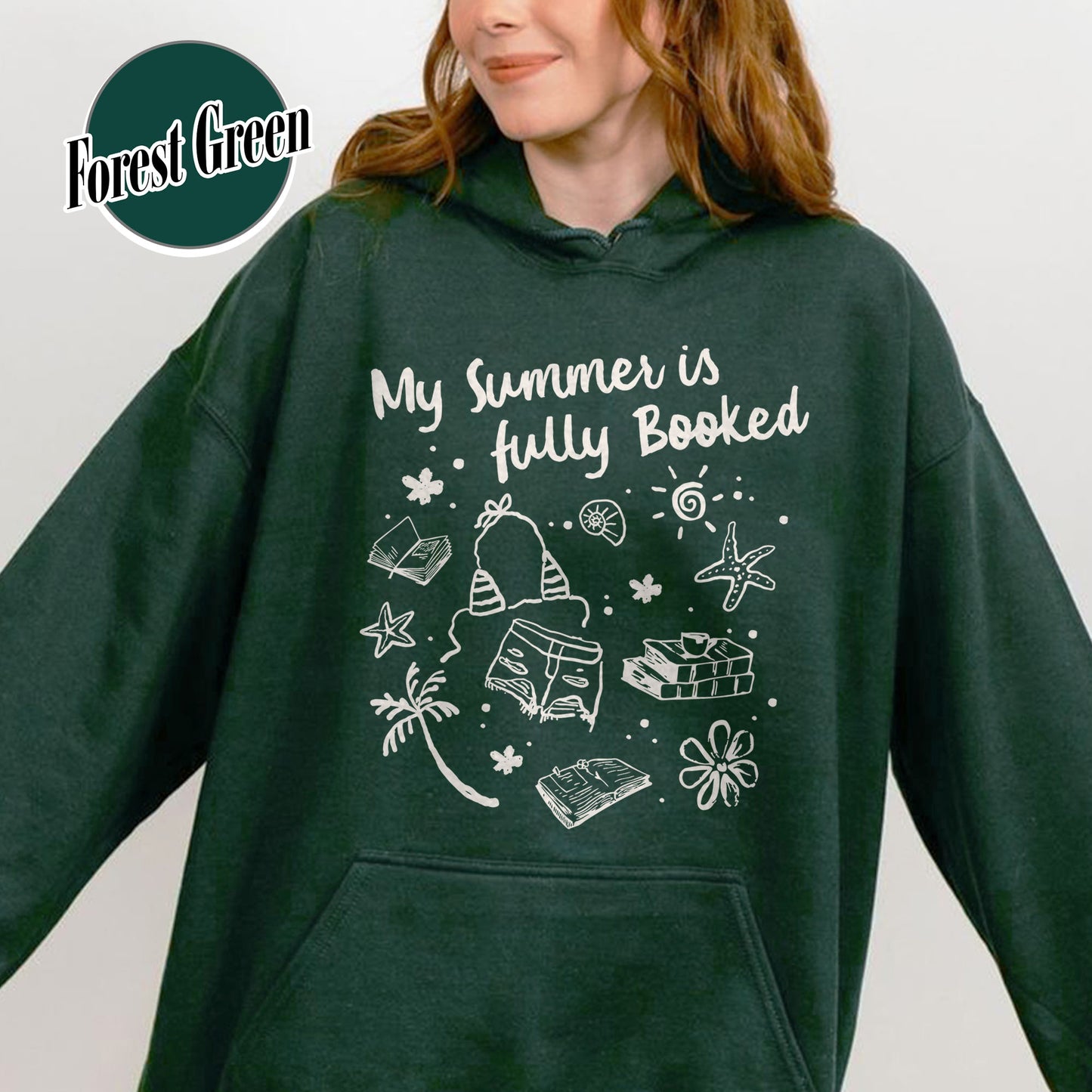 Booklover Hoodie, My Summer Is Fully Booked Hoodie, Book Girl Summer Hoodie, Librarian Gift Girl