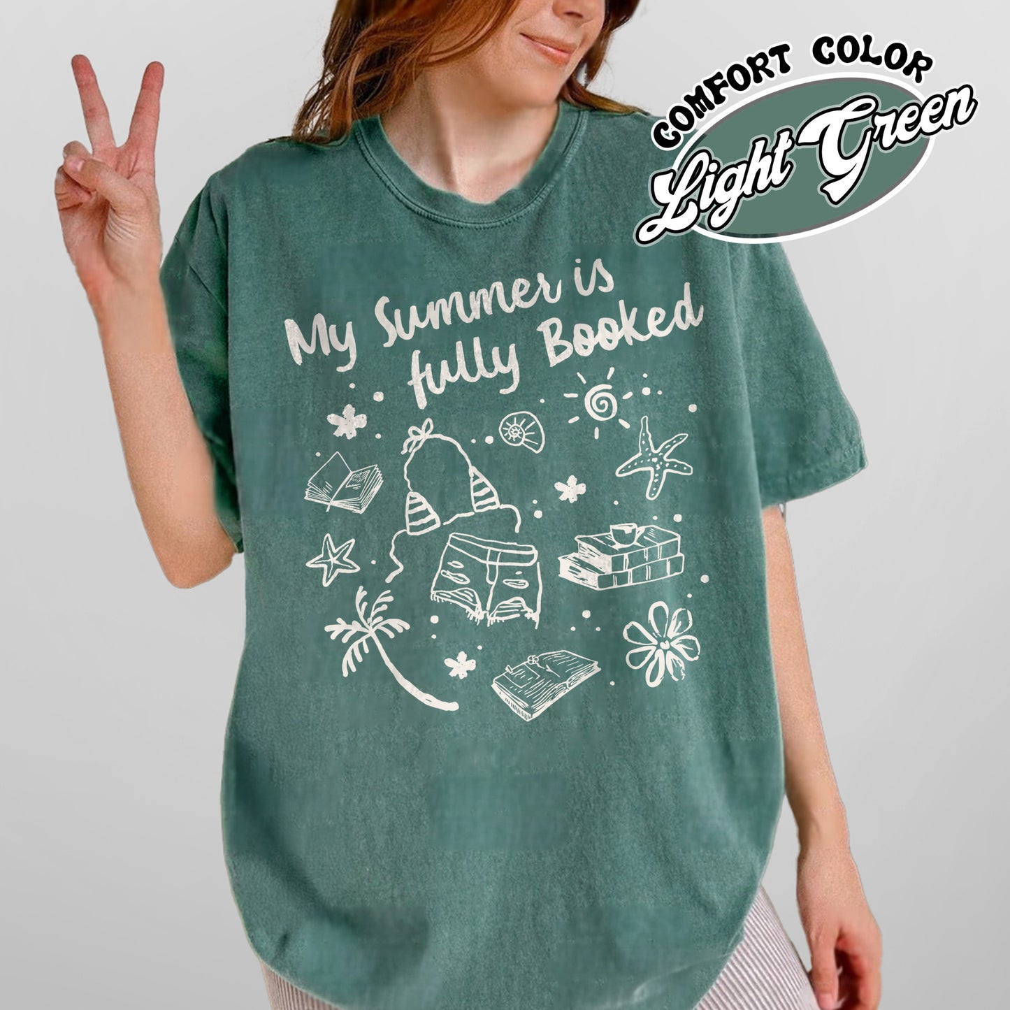Booklover Comfort Color Shirt, My Summer Is Fully Booked Shirt, Book Girl Summer Shirt, Librarian Gift Girl