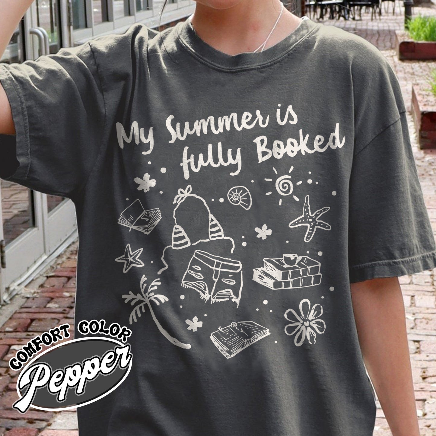 Booklover Comfort Color Shirt, My Summer Is Fully Booked Shirt, Book Girl Summer Shirt, Librarian Gift Girl