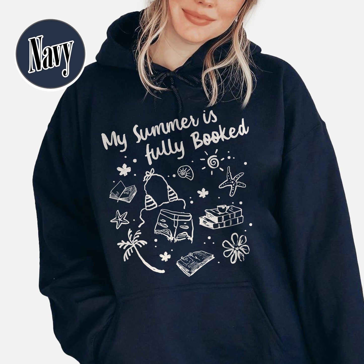 Booklover Hoodie, My Summer Is Fully Booked Hoodie, Book Girl Summer Hoodie, Librarian Gift Girl