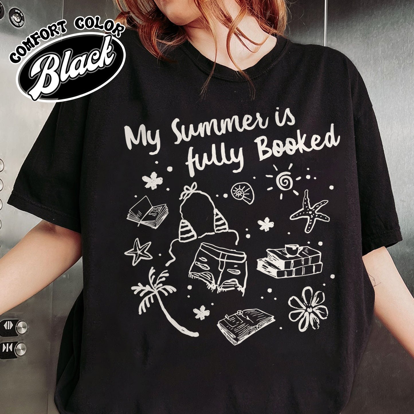 Booklover Comfort Color Shirt, My Summer Is Fully Booked Shirt, Book Girl Summer Shirt, Librarian Gift Girl