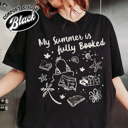 Booklover Comfort Color Shirt, My Summer Is Fully Booked Shirt, Book Girl Summer Shirt, Librarian Gift Girl