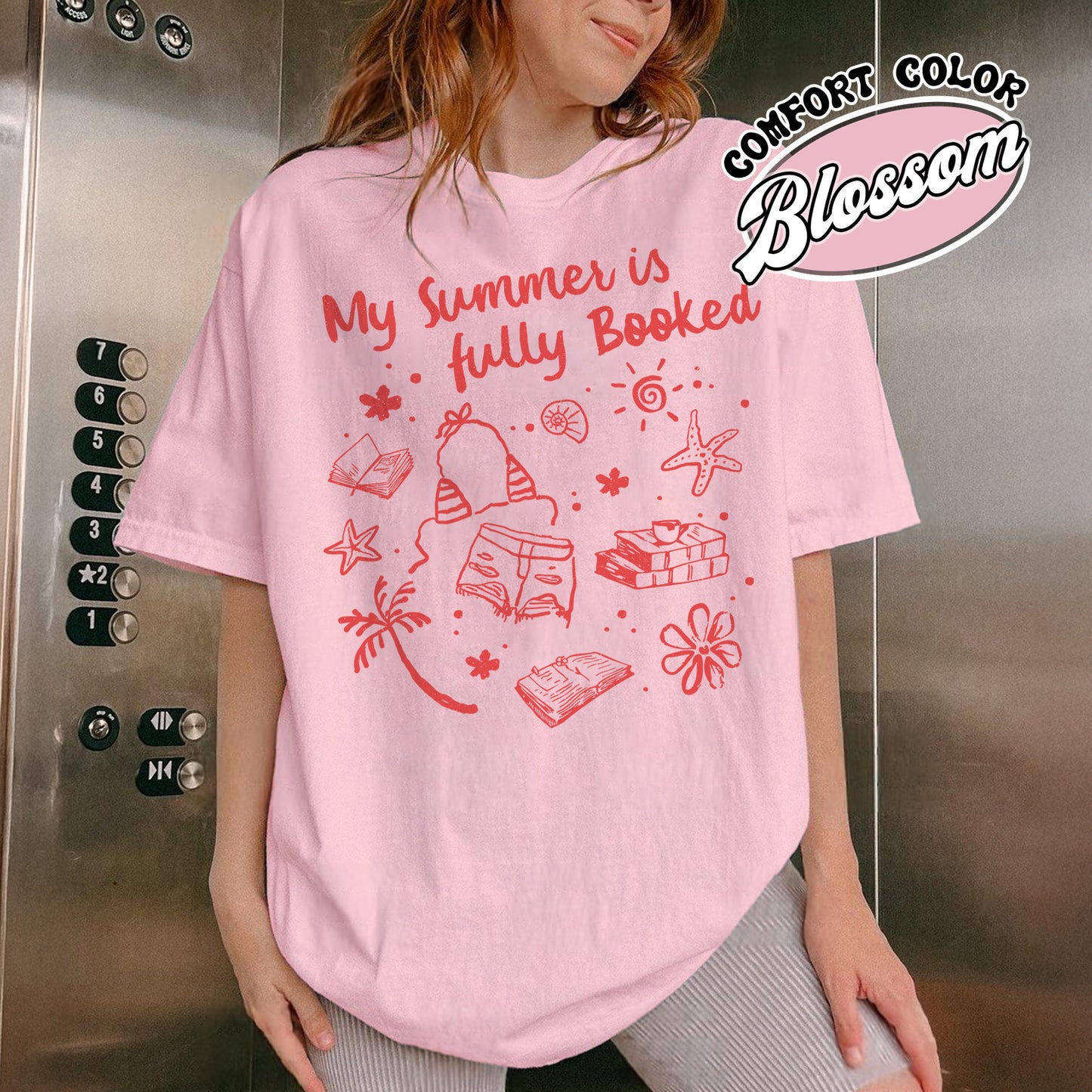 Booklover Comfort Color Shirt, My Summer Is Fully Booked Shirt, Book Girl Summer Shirt, Librarian Gift Girl