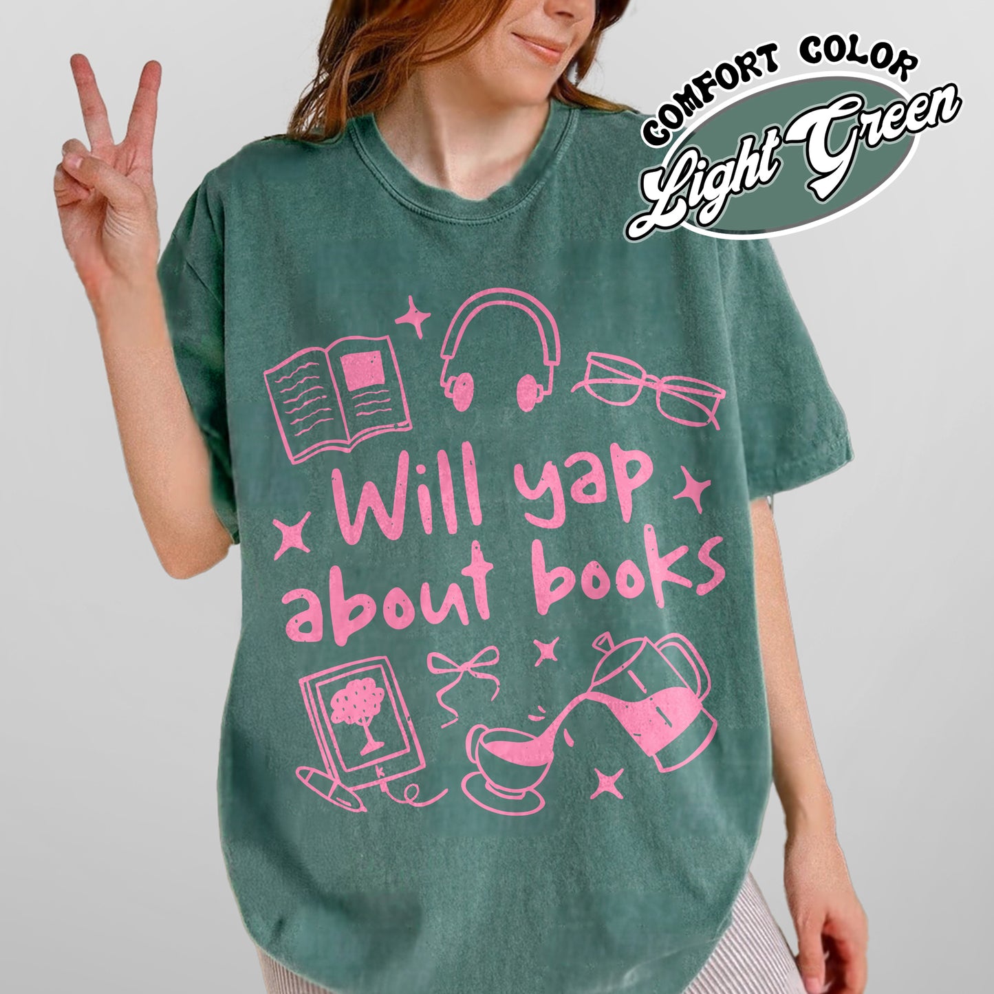 Booklover Comfort Color Shirt, Will Yap About Books Shirt, Professional Yapper Shirt, Cute Literary Gift