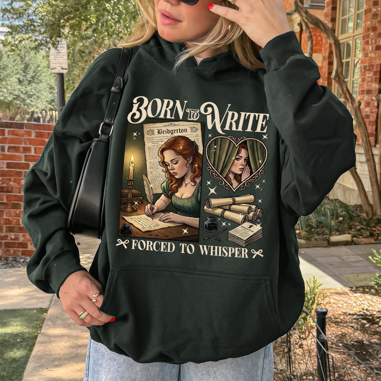 Born to Write, Forced to Whisper – Lady Whistledown Inspired – Bridgerton Penelope Featherington Hoodie
