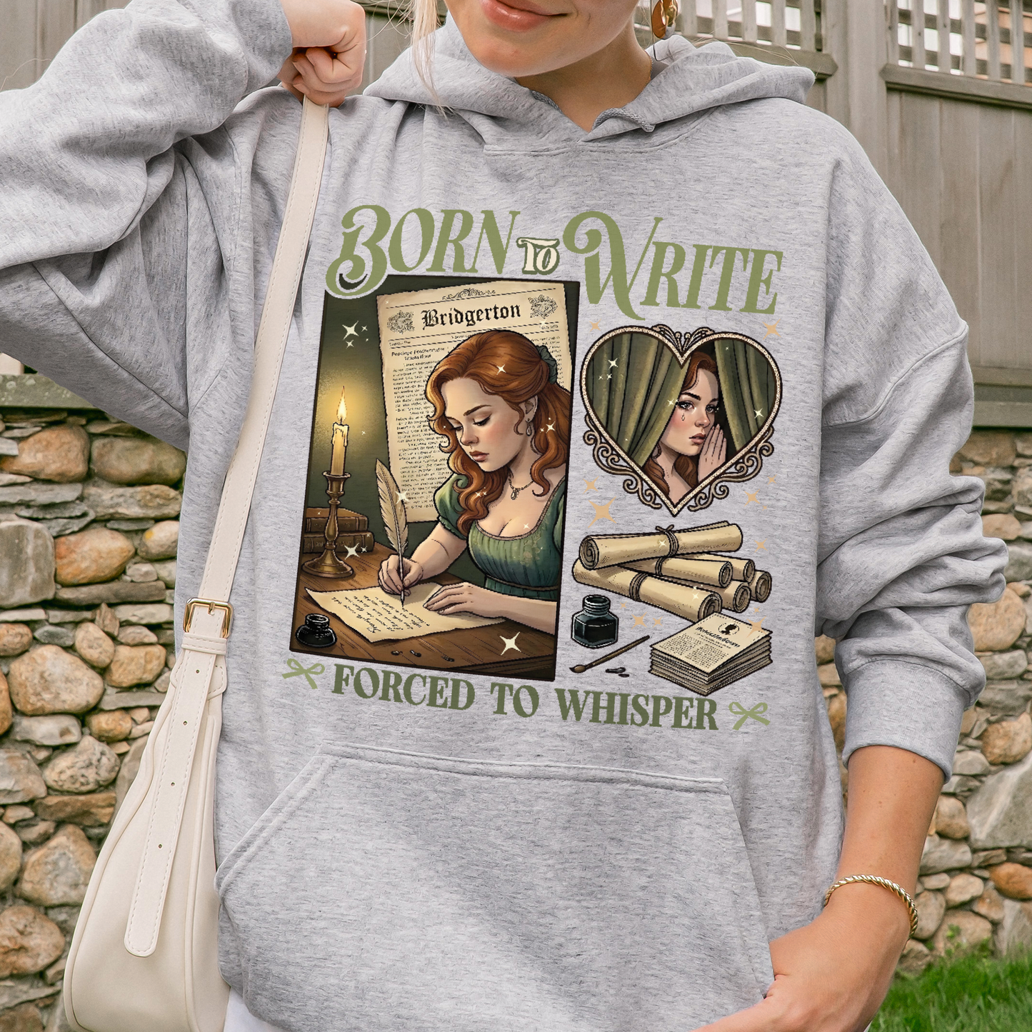 Born to Write, Forced to Whisper – Lady Whistledown Inspired – Bridgerton Penelope Featherington Hoodie