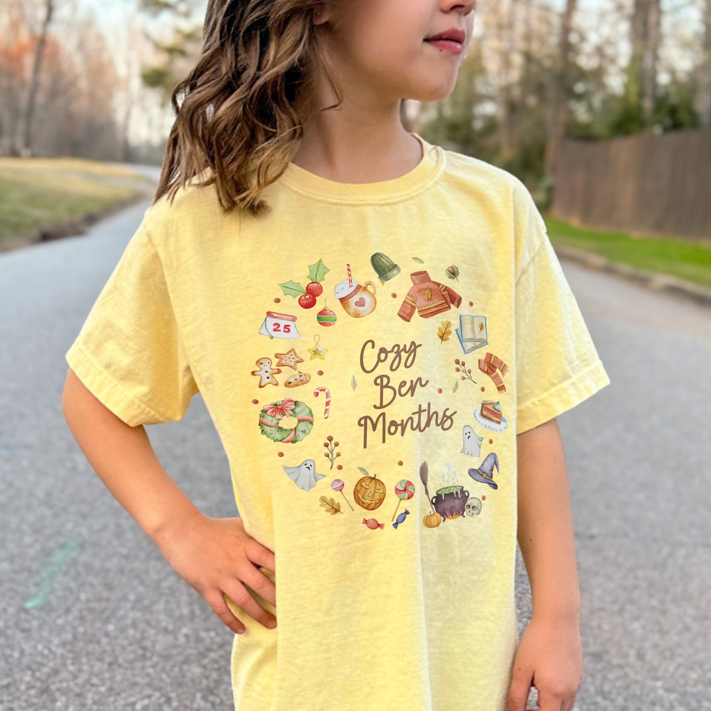 Cozy Ber Months Shirt, Fall Winter Seasonal Tee, Autumn Halloween Thanksgiving Christmas Top Youth Tshirt