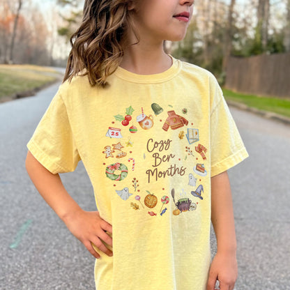 Cozy Ber Months Shirt, Fall Winter Seasonal Tee, Autumn Halloween Thanksgiving Christmas Top Youth Tshirt