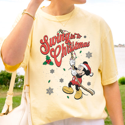 Swing Into Christmas Shirt: Funny Mickey Christmas Tee, Cute Holiday Shirt, Festive Disney Christmas Outfit Tshirt