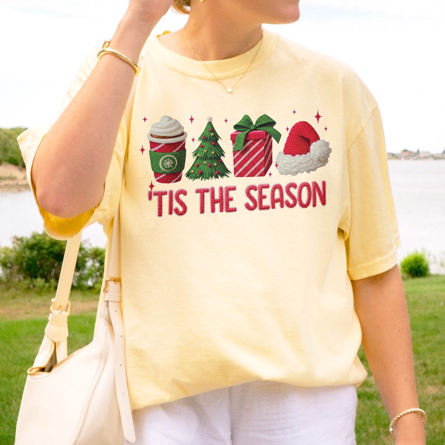 Tis The Season Shirt: Christmas Coffee, Holiday Gift, Santa Hat Tree, Festive Christmas Outfit Tshirt