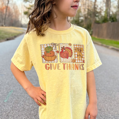 Thanksgiving Holiday, Give Thanks Coquette, Fall Pumpkin Turkey, Grateful Thankful Blessed, Autumn Gift Youth Tshirt
