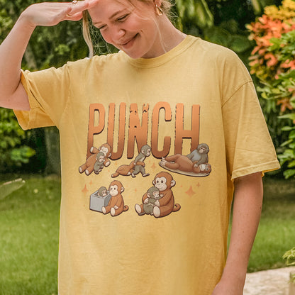 Monkey Punch Cute - Funny Kawaii Monkeys Graphic - Animals Monkeys Lovers Tshirt