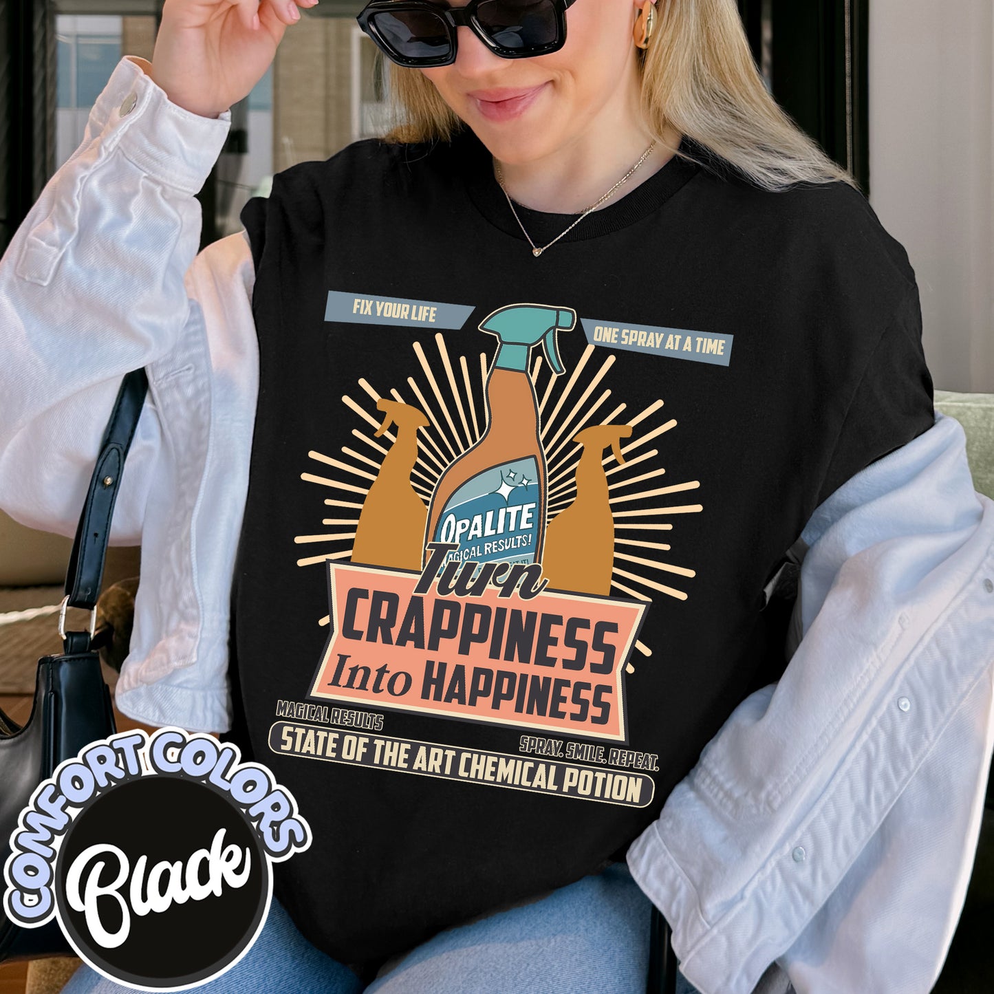 Opalite Spray Ad, Don't Sweat It, Magical Results, TS Showgirl Tshirt