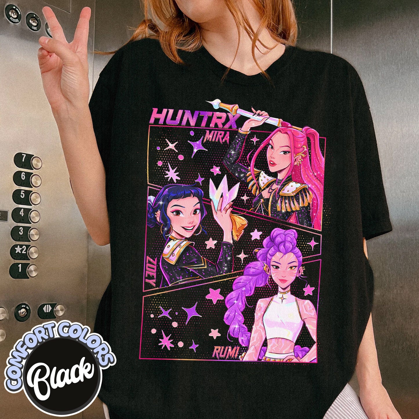 Kpop Demon Hunters Comfort Colors T-Shirt Gift for Woman, Jinu Manga, Kpop Huntrix PIN, Demon Hunter Merch, Saja Girls Fan Poster, Kpop Tee