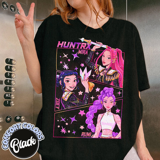 Kpop Demon Hunters Comfort Colors T-Shirt Gift for Woman, Jinu Manga, Kpop Huntrix PIN, Demon Hunter Merch, Saja Girls Fan Poster, Kpop Tee