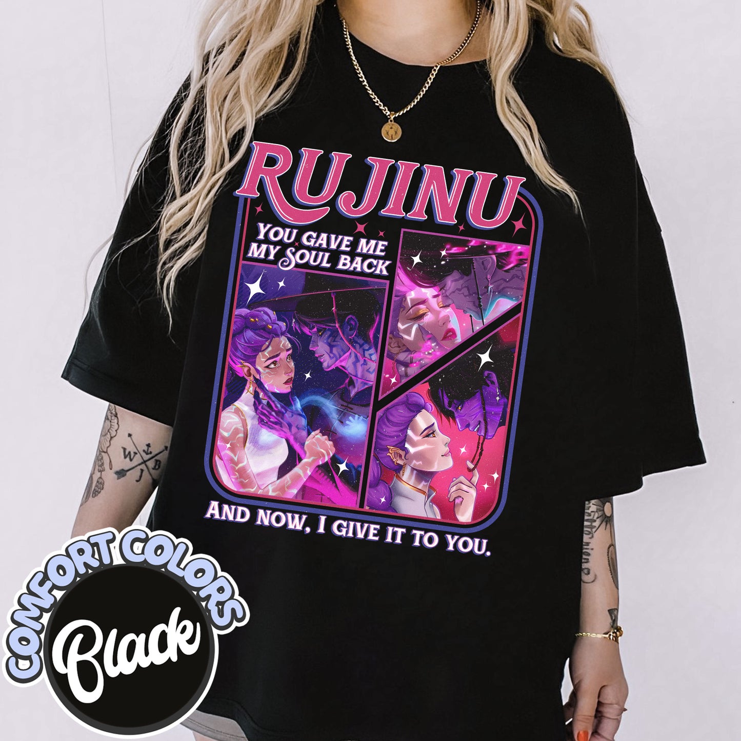 Jinu Rumi Saja Boys Kpop Comfort Colors T-Shirt, Rujinu Demon Hunters Tee, Kpop Huntrix Shirt, Music y2K T-Shirt, Saja Boys Huntrix PIN