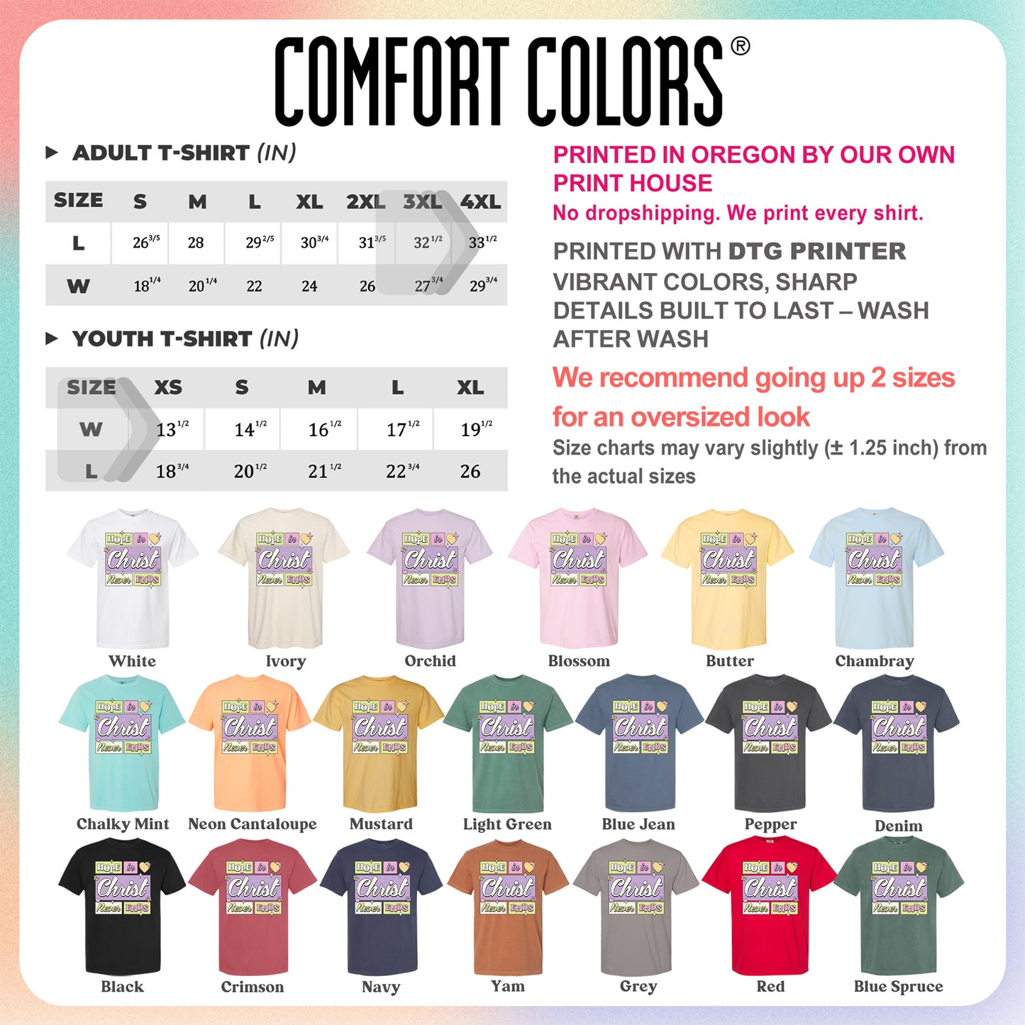 Hope in Christ Never Ends Shirt: Vintage Christian Tee, God Never Fails Top, Cute Pastel Jesus Tee