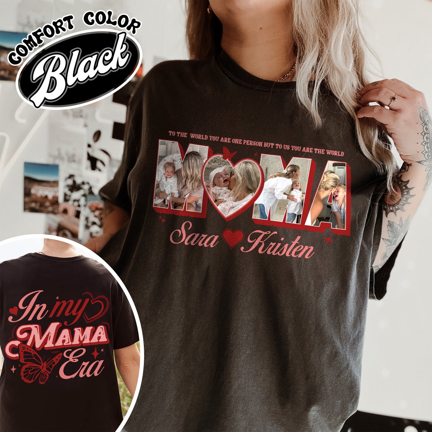 CUSTOM MAMA Photo Comfort Colors Shirt,Customized Mother's Day Gift,Gift For Mama,Gift for MOM