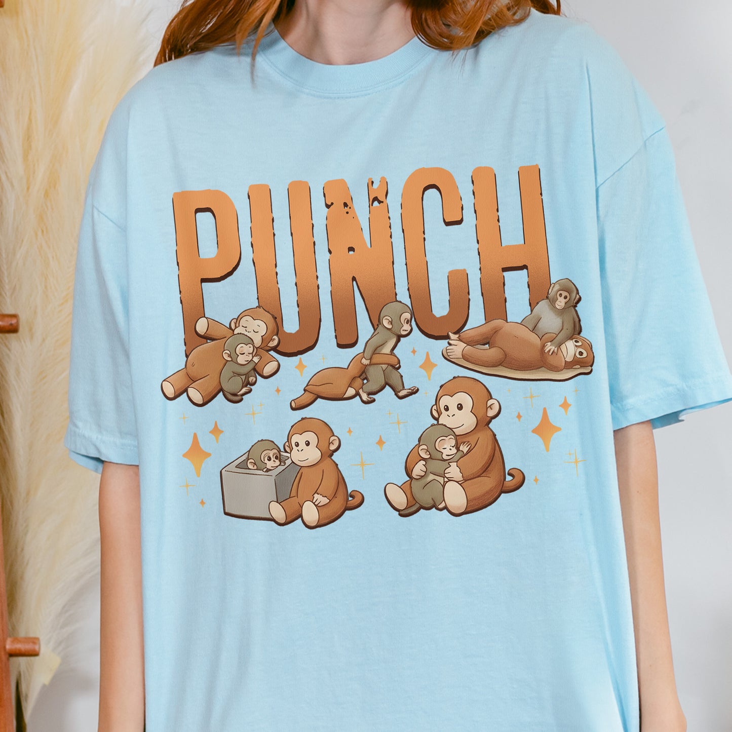 Monkey Punch Cute - Funny Kawaii Monkeys Graphic - Animals Monkeys Lovers Tshirt
