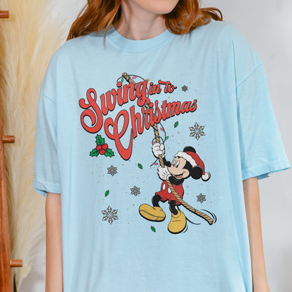 Swing Into Christmas Shirt: Funny Mickey Christmas Tee, Cute Holiday Shirt, Festive Disney Christmas Outfit Tshirt