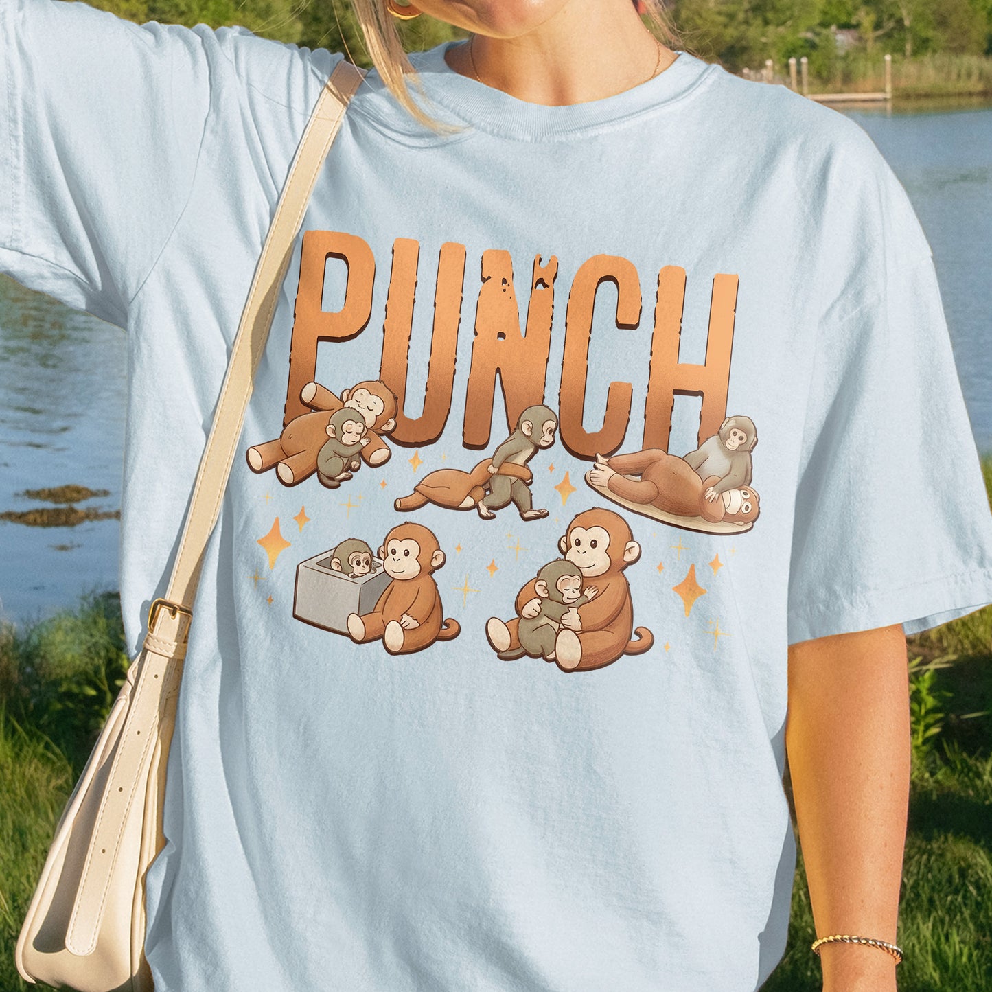 Monkey Punch Cute - Funny Kawaii Monkeys Graphic - Animals Monkeys Lovers Tshirt