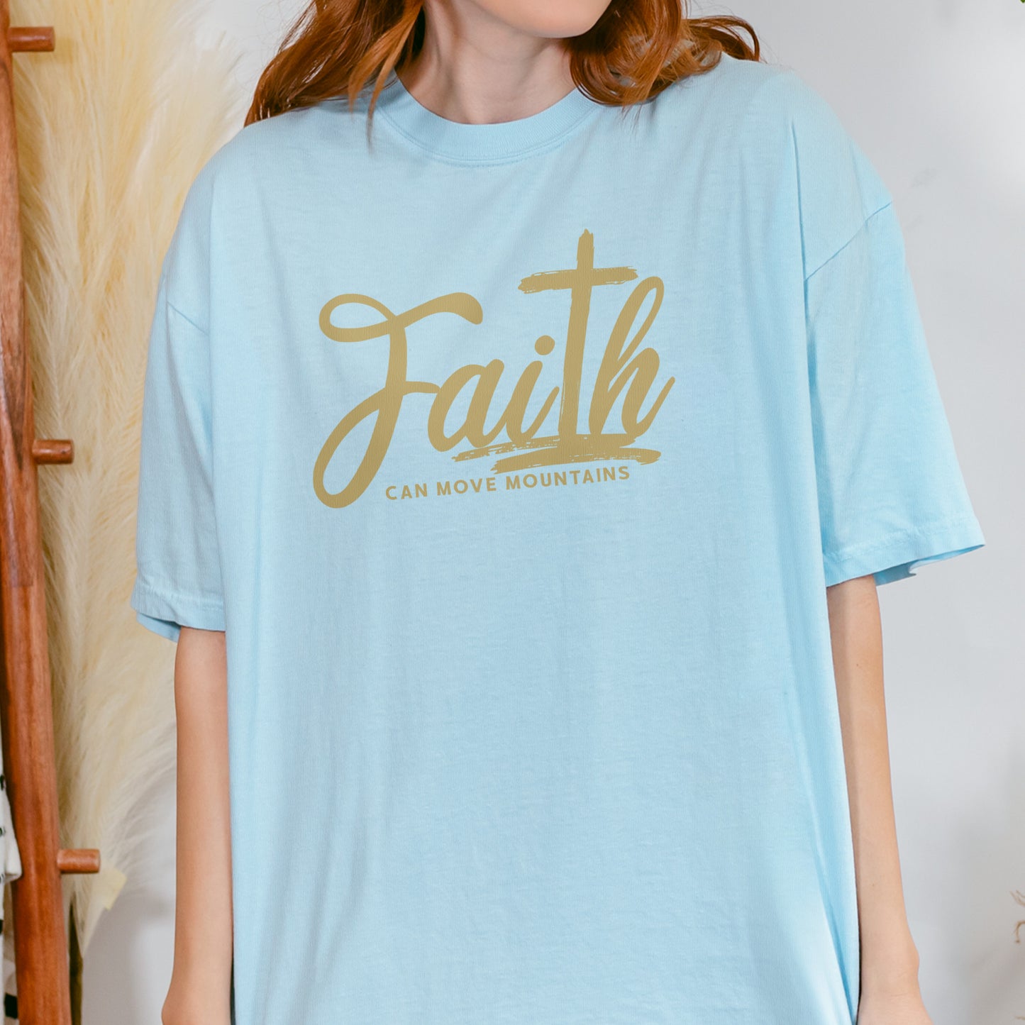 Faith Can Move Mountains Shirt | Christian Cross Bible Verse Tee