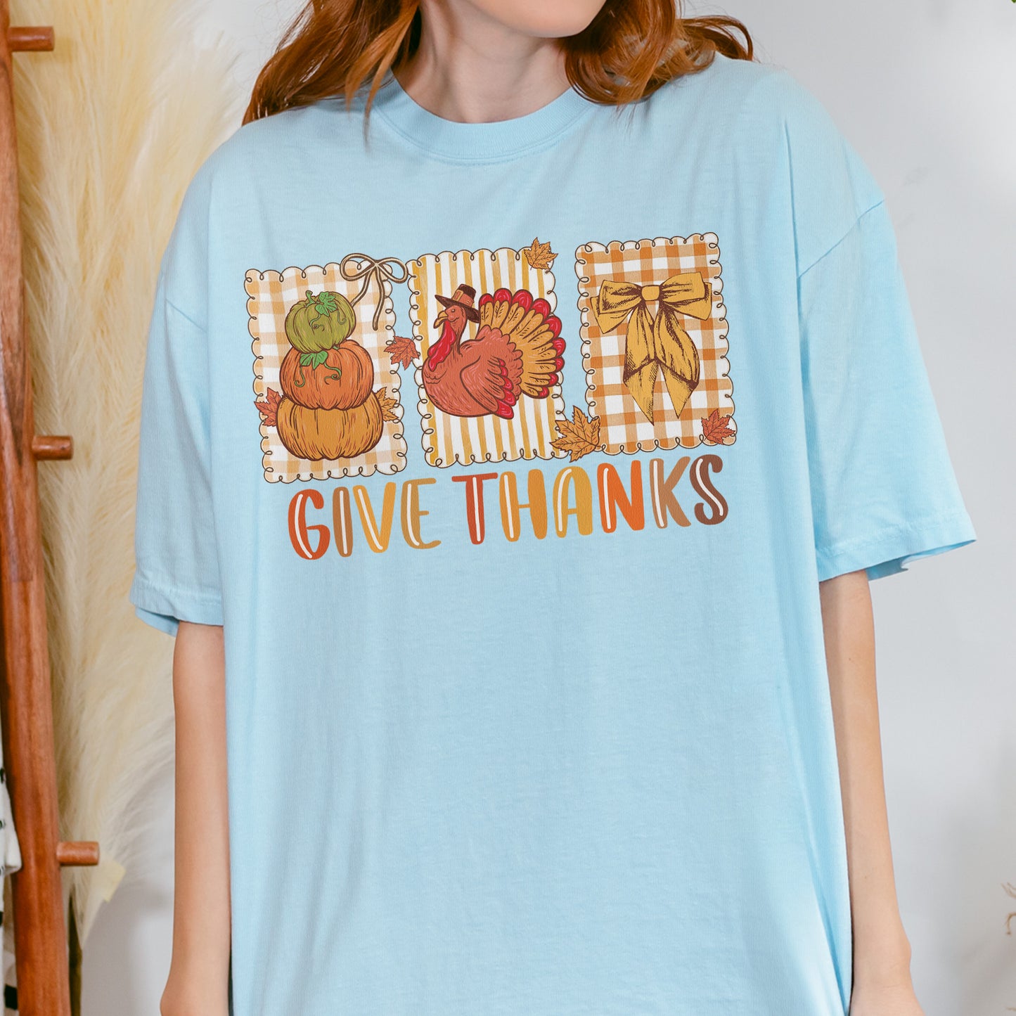 Thanksgiving Holiday, Give Thanks Coquette, Fall Pumpkin Turkey, Grateful Thankful Blessed, Autumn Gift Tshirt